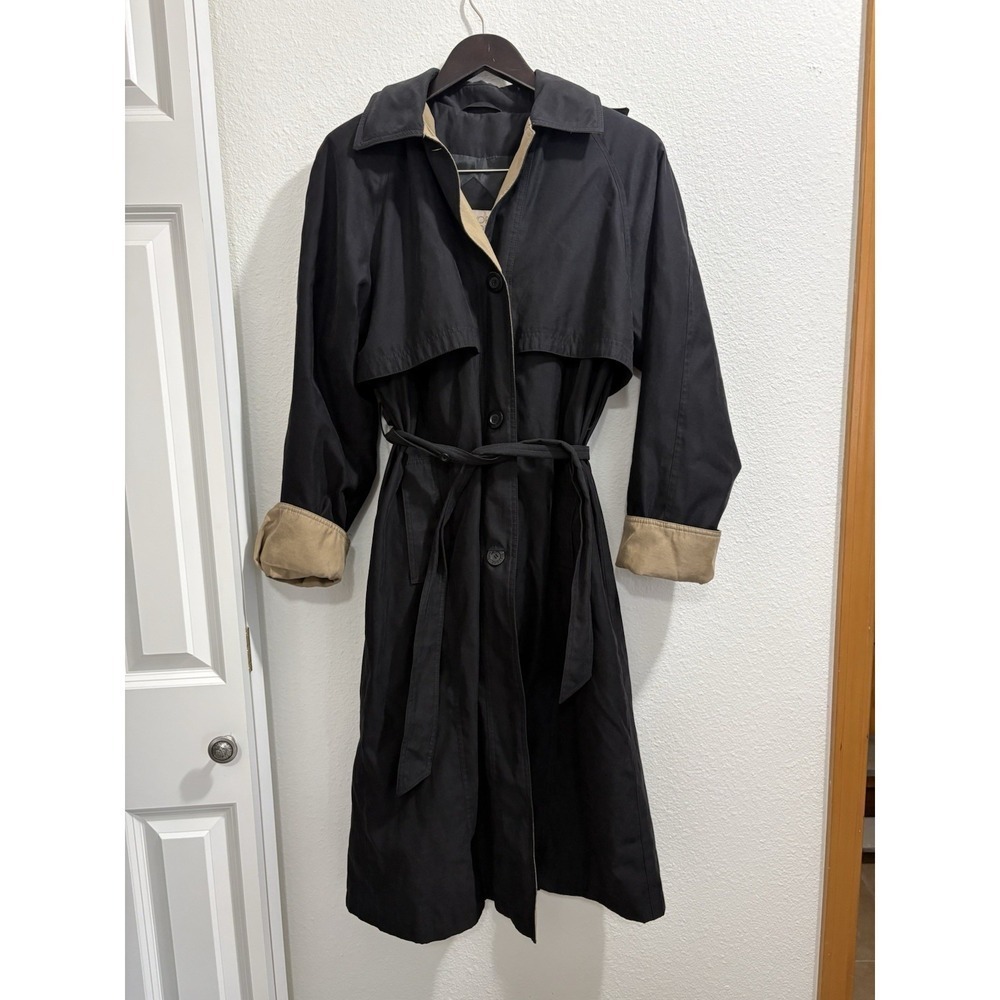 New York Harbor Andrea Women's 10P Black Belted Fully Lined Trench Coat Russia